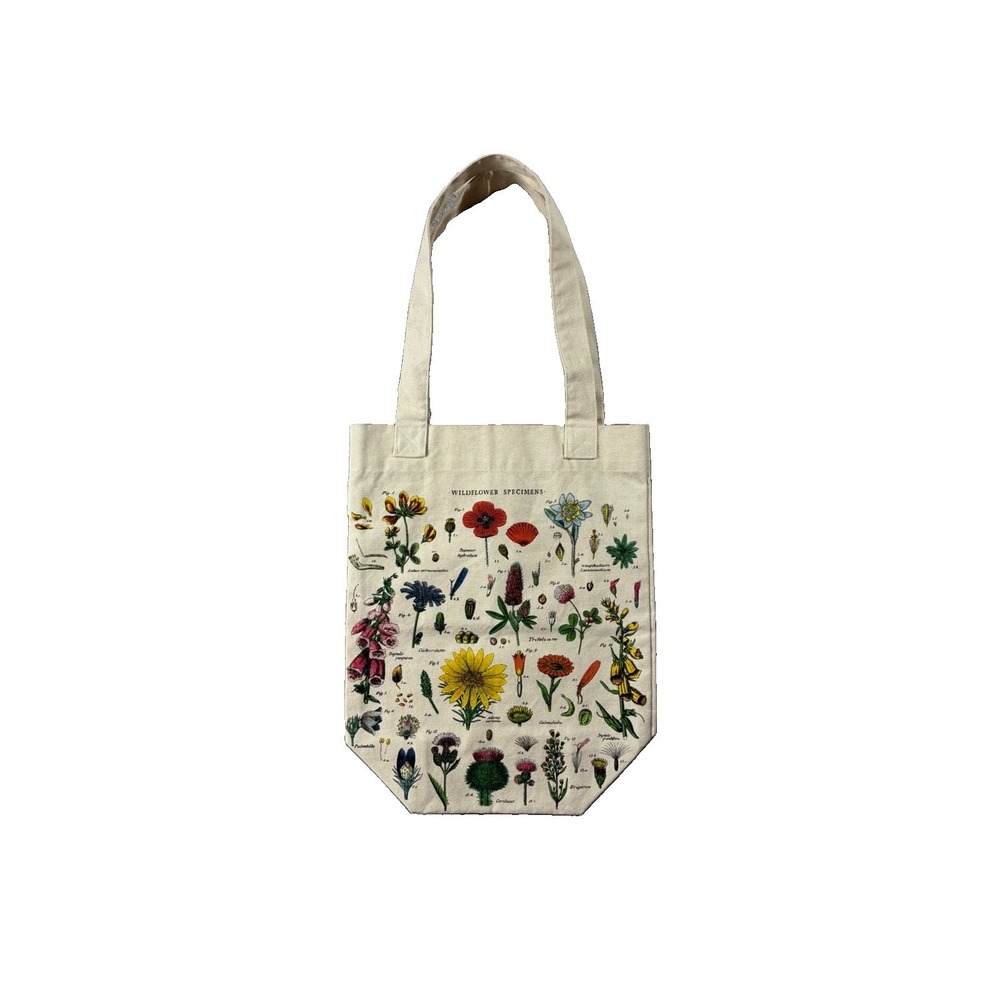 Cavallini & Co. Wildflowers Canvas Tote Bag Cottagecore Light Academia Botanical